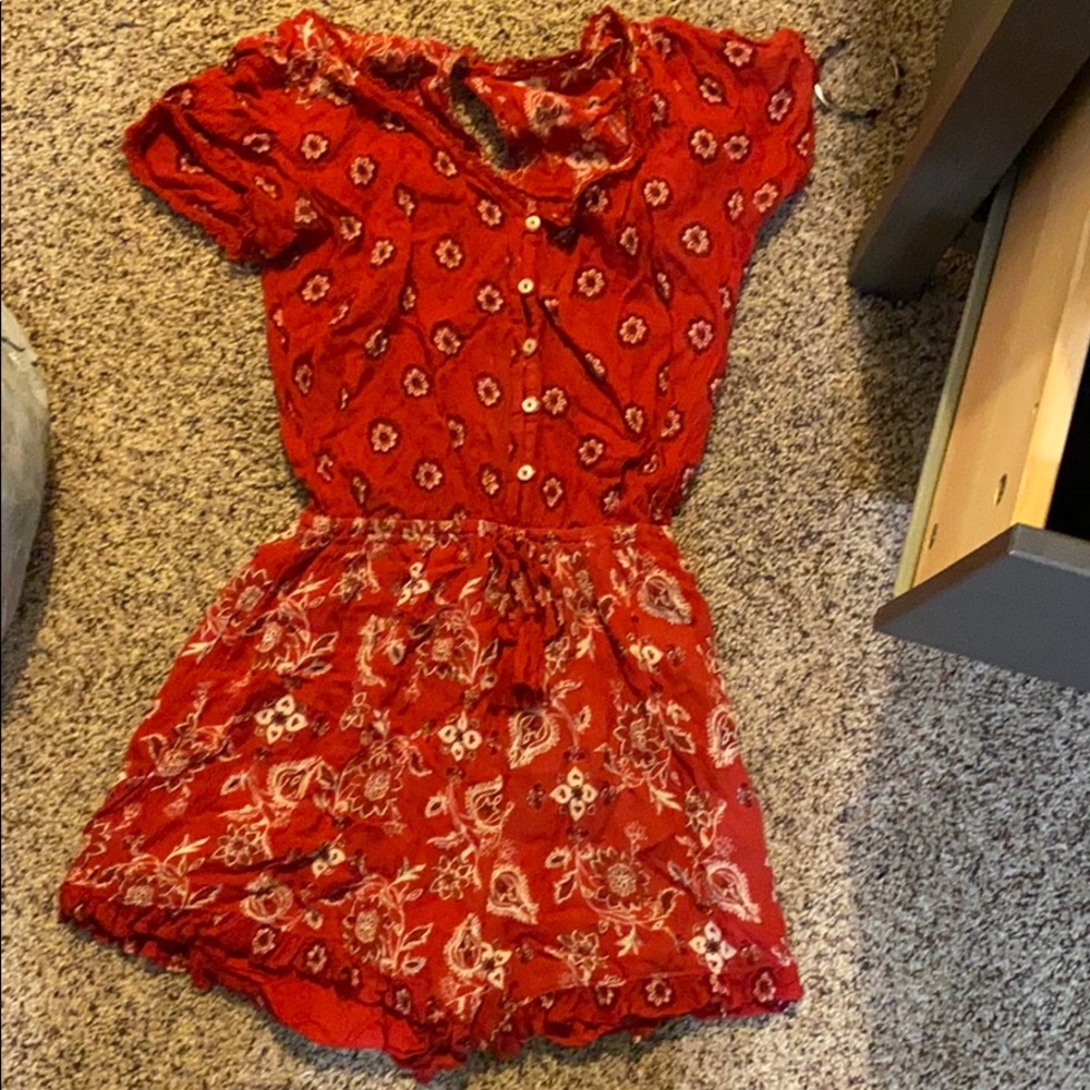 Red Floral Romper